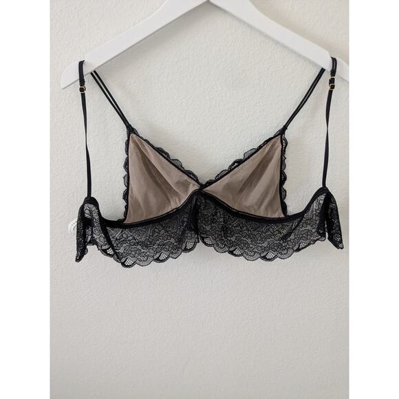 MADEWELL‎ Black Lace Longline Bralette Dark Romantic Sheer Lined Whimsigoth Sz M - Picture 5 of 6